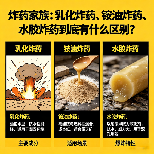 常山炸药家族：乳化炸药、铵油炸药、水胶炸药到底有什么区别？